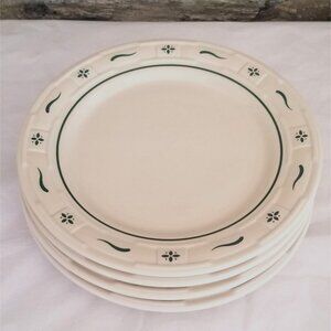 VTG Longaberger Pottery Luncheon Sandwich Plates Woven Traditions Heritage Green
